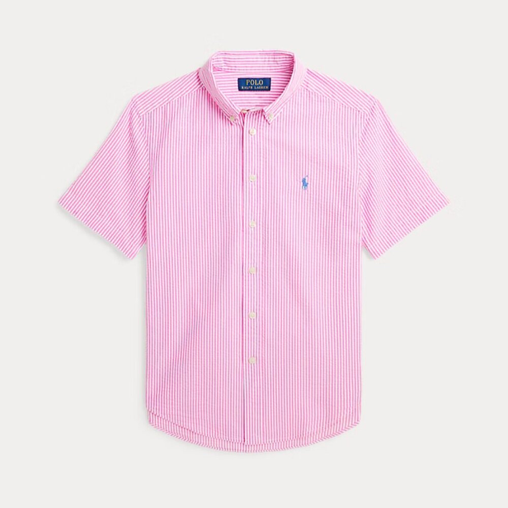 Polo Ralph Lauren Boys Striped Seersucker Short-Sleeve Button Shirt Size 5 NWT